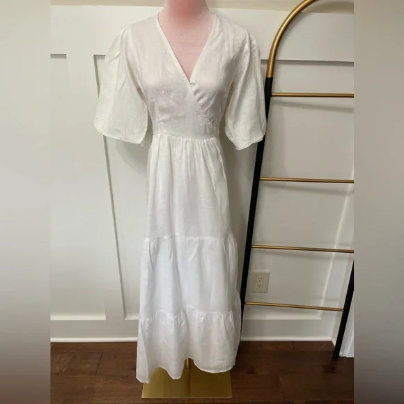Faithfull the Brand | Dresses | Faithfull The Brand Edee Wrap 0 Linen White  Dress Size Xs | Poshmark